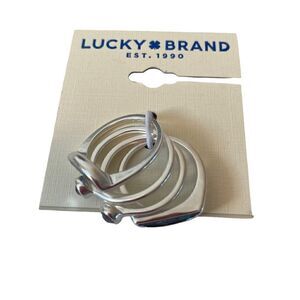 Stack Set Stone Matte Silver Ring Set w/ Faux Abalone